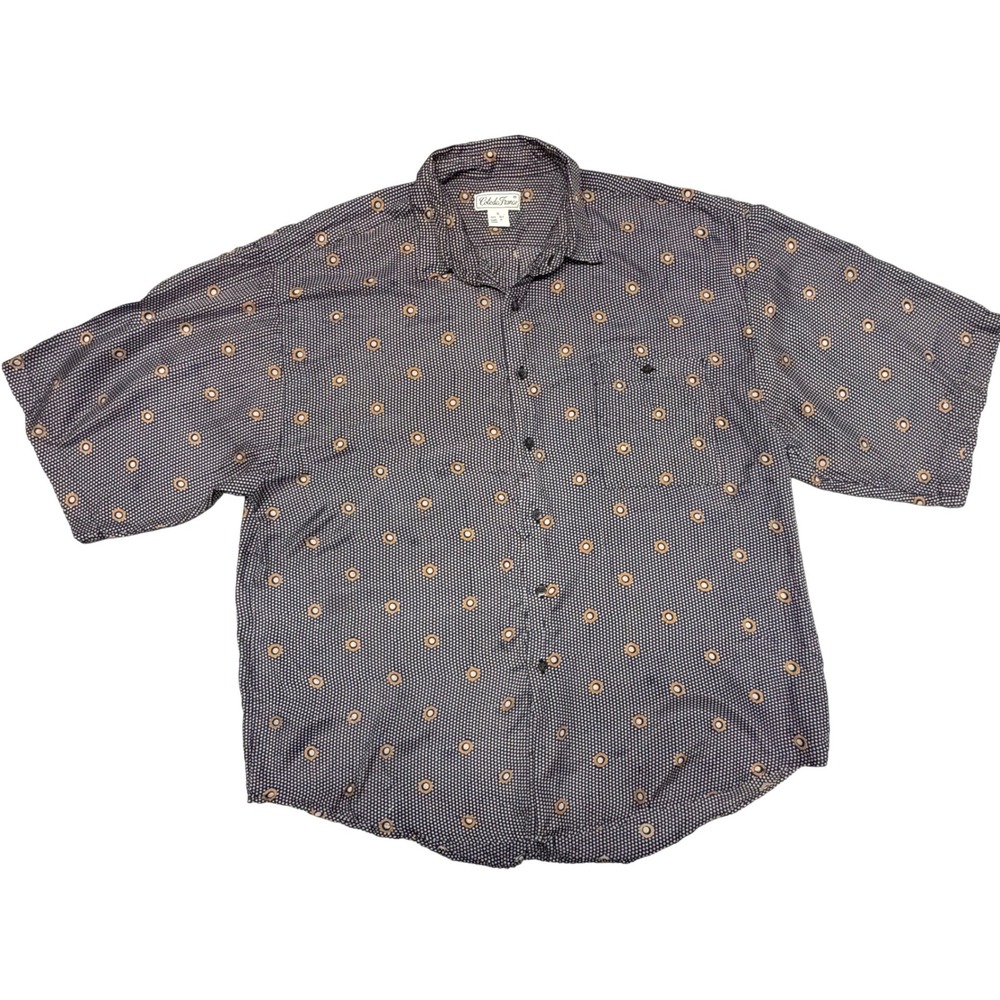 Cote de France Mens XL‎ 100% Silk Short Sleeve Button Down Shirt